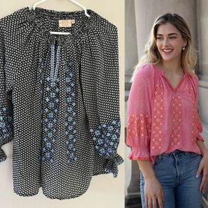 Rungolee Silk Crepe  Barcelona Boho Blouse